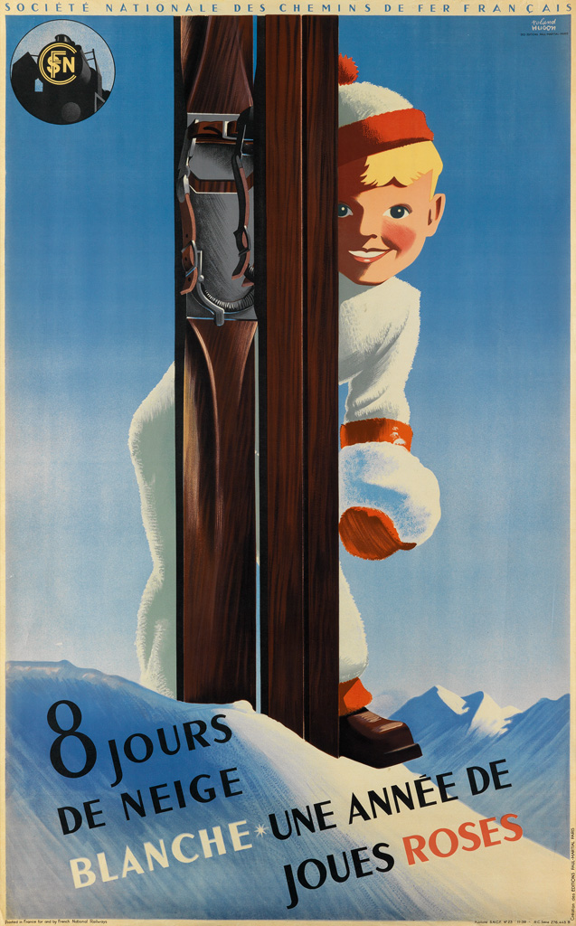 ROLAND HUGON (1911-?). 8 JOURS DE NEIGE BLANCHE / UNE ANNÉE DE JOUES ROSES. 1938. 39x24 inches, 103x62 cm. Paul Martial, Paris.